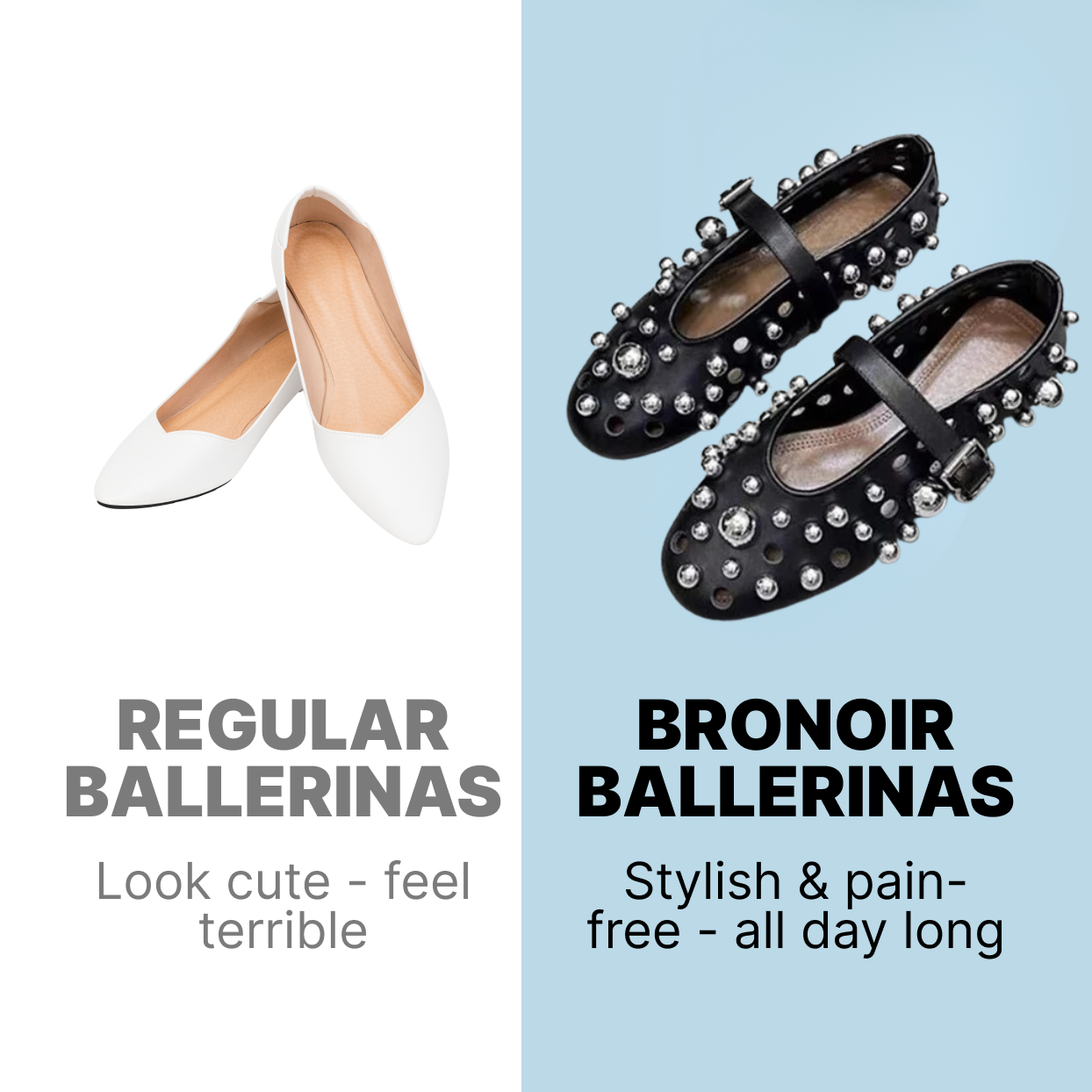 Bronoir Raya Pure - Elegant & Supportive Ballerinas for Daily Comfort