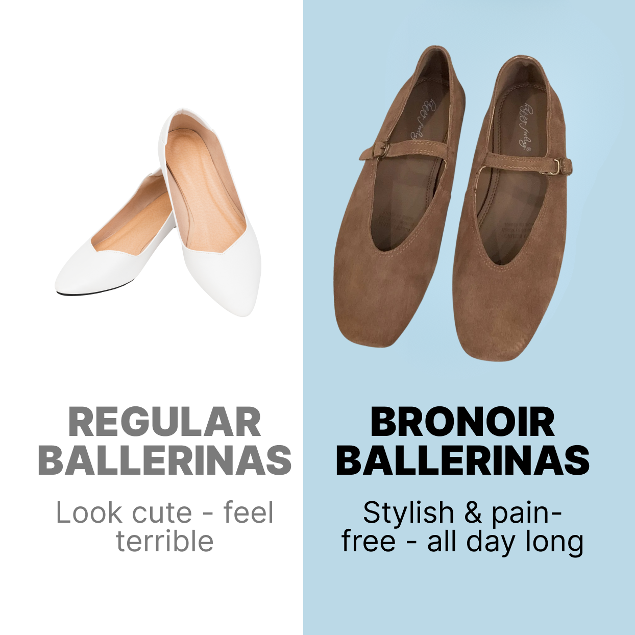 Bronoir Ruby Touch - Elegant & Supportive Ballerinas for Daily Comfort