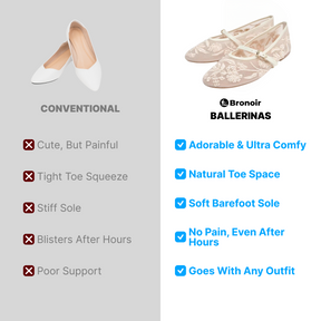 Bronoir Ivy Silk - Elegant & Supportive Ballerinas for Daily Comfort