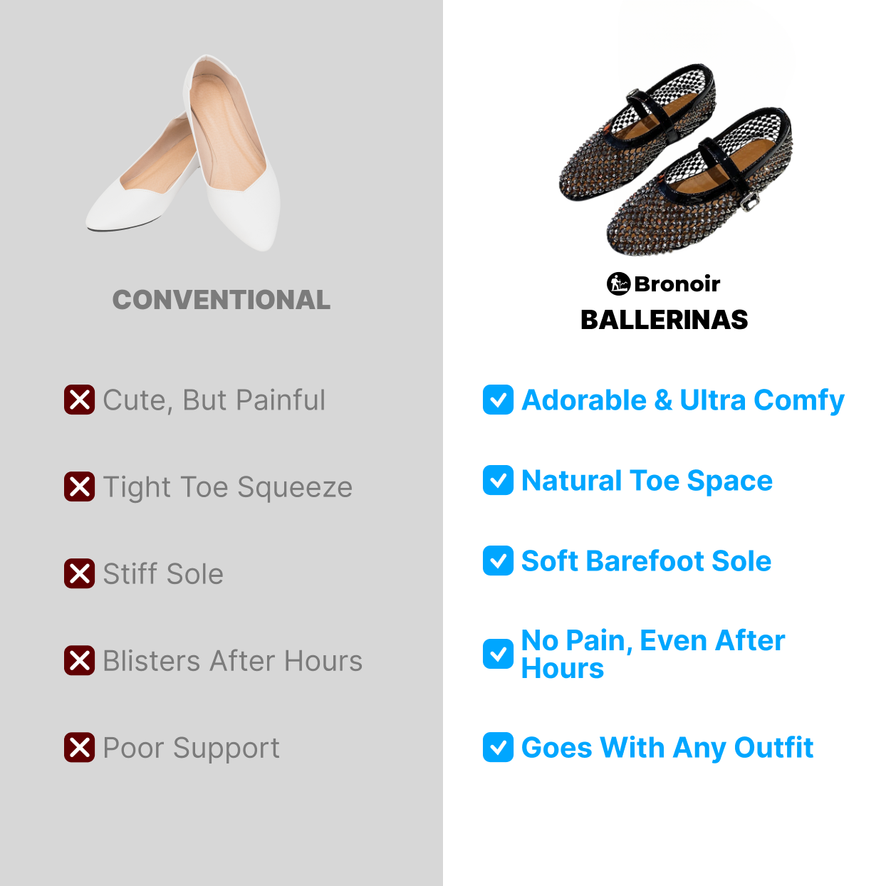 Bronoir Melia Chic - Elegant & Supportive Ballerinas for Daily Comfort