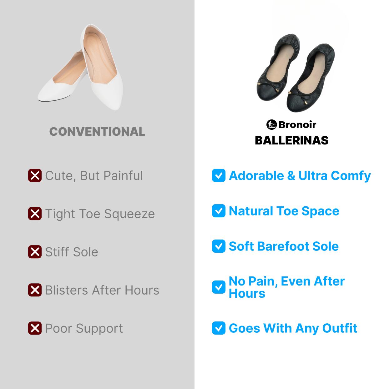 Bronoir Alma Dream - Elegant & Supportive Ballerinas for Daily Comfort