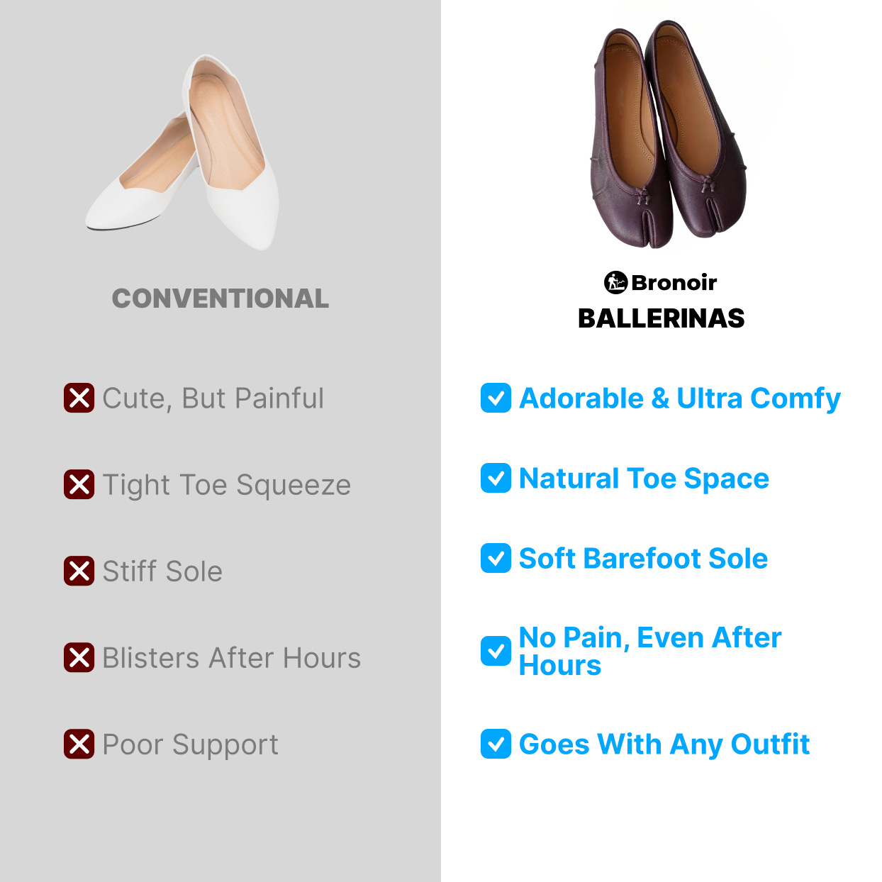 Bronoir Freya Soft - Elegant & Supportive Ballerinas for Daily Comfort