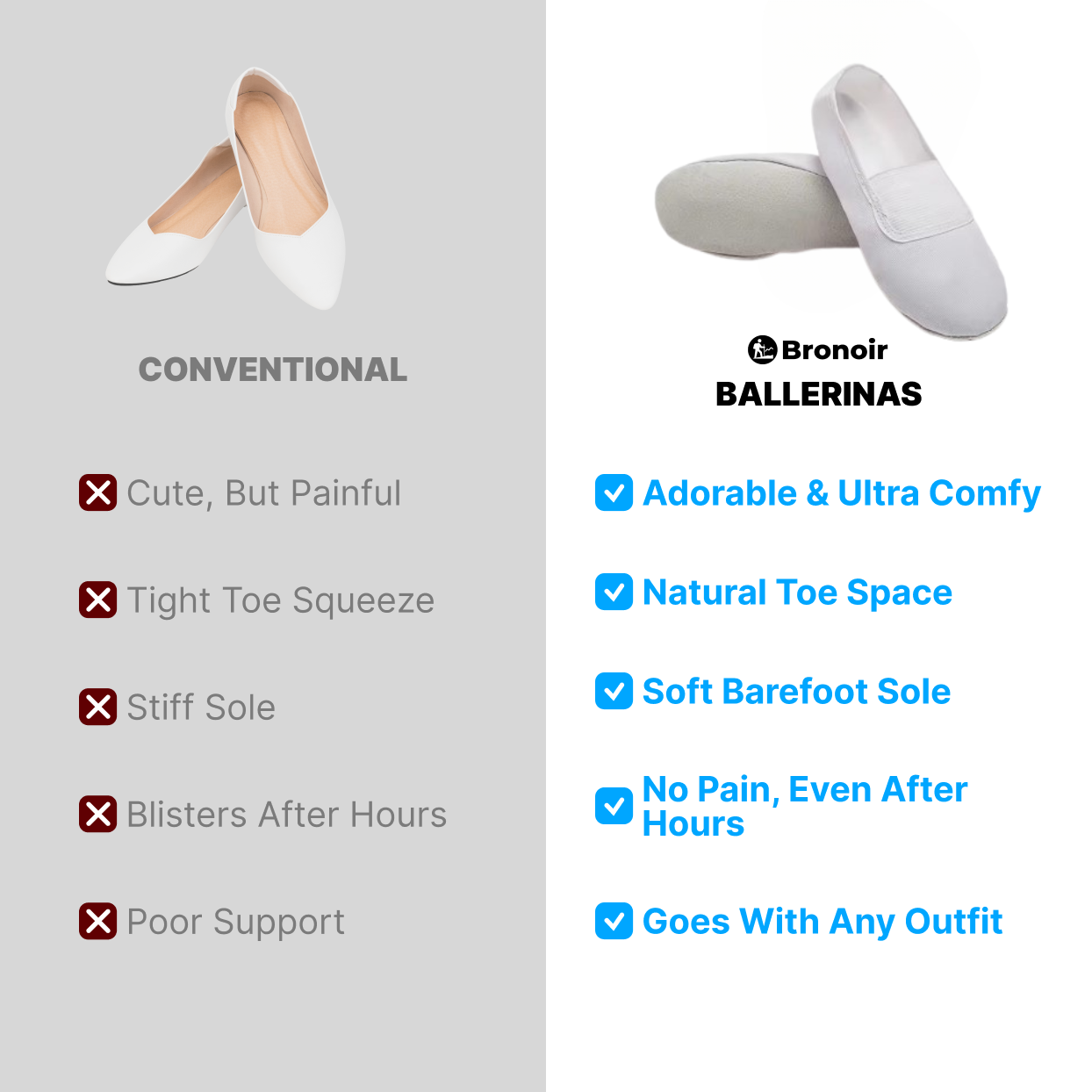 Bronoir Yara Soft - Elegant & Supportive Ballerinas for Daily Comfort